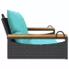  fekete polyrattan hintapad párnákkal 109 x 62 x 40 cm