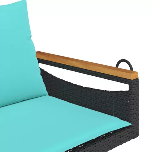  fekete polyrattan hintapad párnákkal 109 x 62 x 40 cm