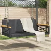  fekete polyrattan hintapad 109 x 62 x 40 cm