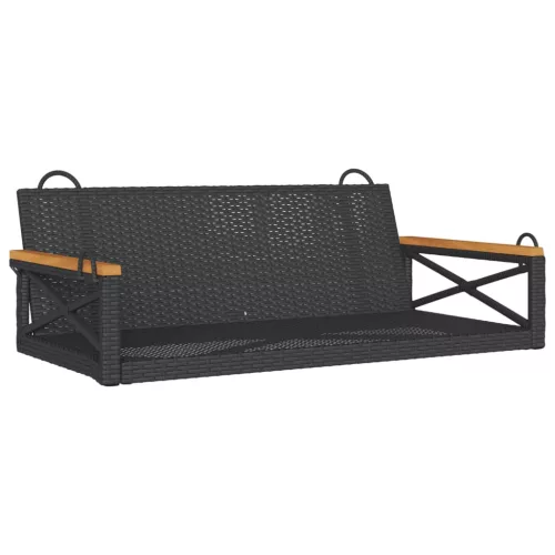  fekete polyrattan hintapad 109 x 62 x 40 cm