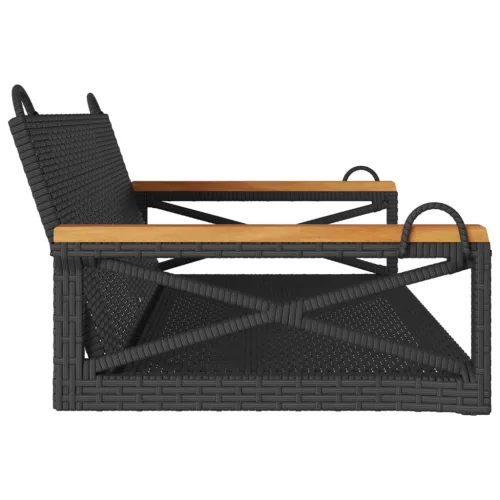  fekete polyrattan hintapad 109 x 62 x 40 cm