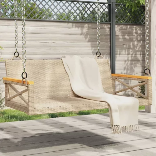  bézs polyrattan hintapad 109 x 62 x 40 cm