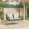  fekete polyrattan hintapad párnákkal 109 x 62 x 40 cm