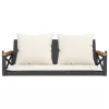  fekete polyrattan hintapad párnákkal 109 x 62 x 40 cm