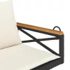  fekete polyrattan hintapad párnákkal 109 x 62 x 40 cm