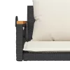  fekete polyrattan hintapad párnákkal 109 x 62 x 40 cm