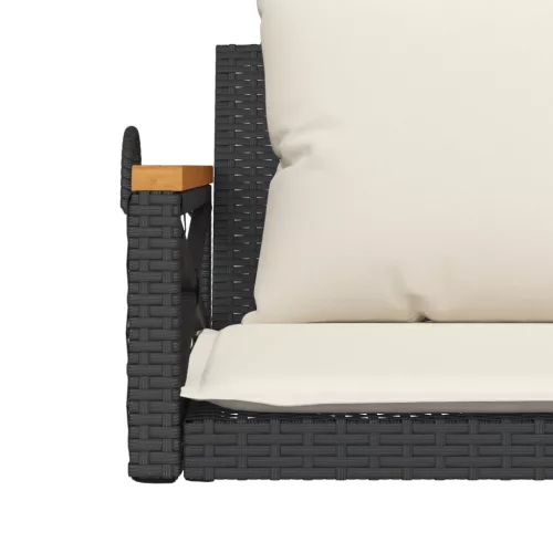  fekete polyrattan hintapad párnákkal 109 x 62 x 40 cm