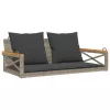  szürke polyrattan hintapad párnákkal 109 x 62 x 40 cm