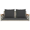  szürke polyrattan hintapad párnákkal 109 x 62 x 40 cm