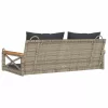  szürke polyrattan hintapad párnákkal 109 x 62 x 40 cm