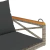  szürke polyrattan hintapad párnákkal 109 x 62 x 40 cm