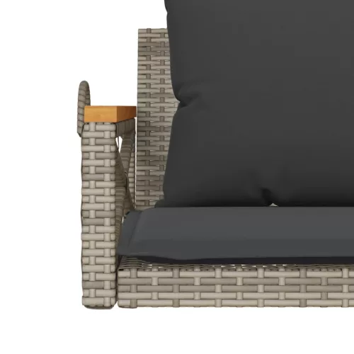  szürke polyrattan hintapad párnákkal 109 x 62 x 40 cm