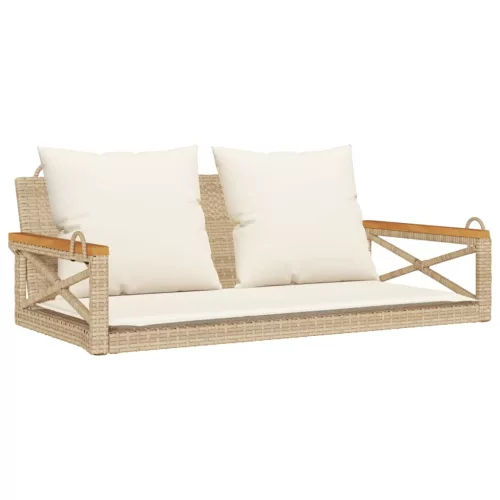  bézs polyrattan hintapad párnákkal 109 x 62 x 40 cm