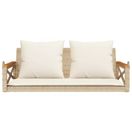  bézs polyrattan hintapad párnákkal 109 x 62 x 40 cm