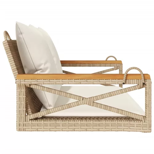  bézs polyrattan hintapad párnákkal 109 x 62 x 40 cm