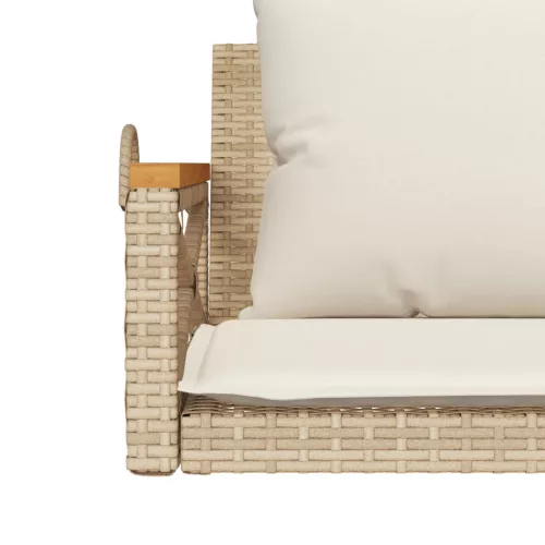  bézs polyrattan hintapad párnákkal 109 x 62 x 40 cm