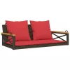  barna polyrattan hintapad párnákkal 109 x 62 x 40 cm