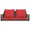  barna polyrattan hintapad párnákkal 109 x 62 x 40 cm
