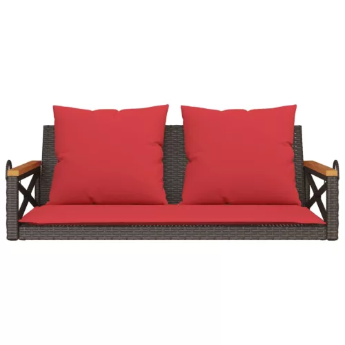  barna polyrattan hintapad párnákkal 109 x 62 x 40 cm
