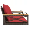  barna polyrattan hintapad párnákkal 109 x 62 x 40 cm