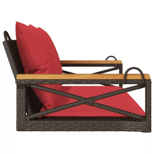  barna polyrattan hintapad párnákkal 109 x 62 x 40 cm