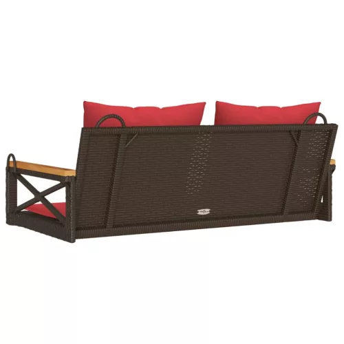  barna polyrattan hintapad párnákkal 109 x 62 x 40 cm