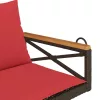  barna polyrattan hintapad párnákkal 109 x 62 x 40 cm