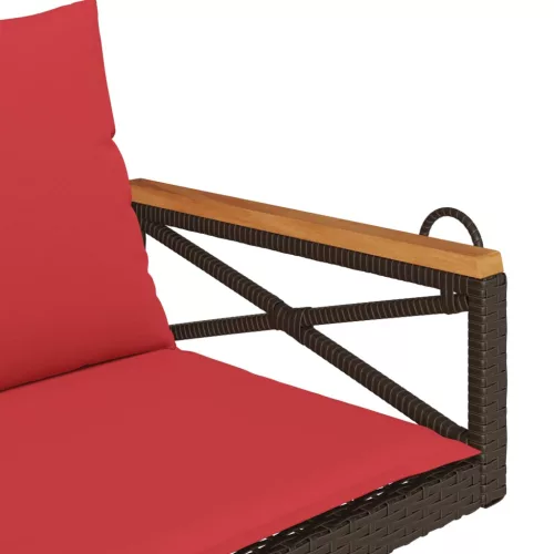  barna polyrattan hintapad párnákkal 109 x 62 x 40 cm