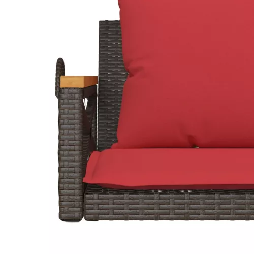  barna polyrattan hintapad párnákkal 109 x 62 x 40 cm