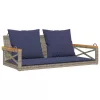  szürke polyrattan hintapad párnákkal 109 x 62 x 40 cm