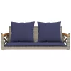  szürke polyrattan hintapad párnákkal 109 x 62 x 40 cm