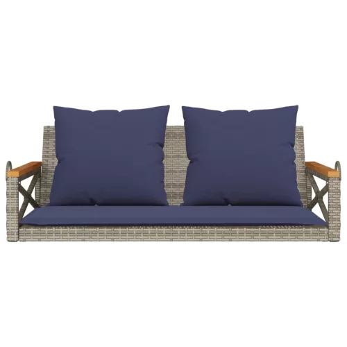  szürke polyrattan hintapad párnákkal 109 x 62 x 40 cm