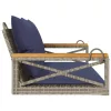  szürke polyrattan hintapad párnákkal 109 x 62 x 40 cm