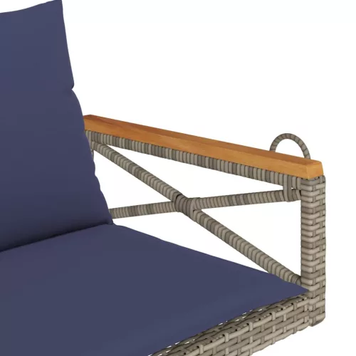  szürke polyrattan hintapad párnákkal 109 x 62 x 40 cm