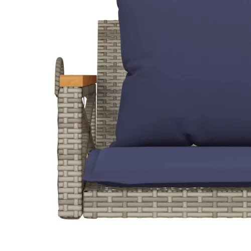  szürke polyrattan hintapad párnákkal 109 x 62 x 40 cm
