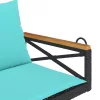  fekete polyrattan hintapad párnákkal 109 x 62 x 40 cm