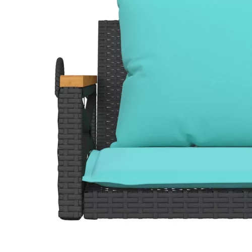  fekete polyrattan hintapad párnákkal 109 x 62 x 40 cm