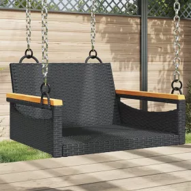  fekete polyrattan hintapad 63 x 62 x 40 cm