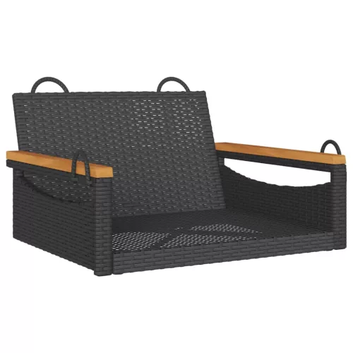  fekete polyrattan hintapad 63 x 62 x 40 cm