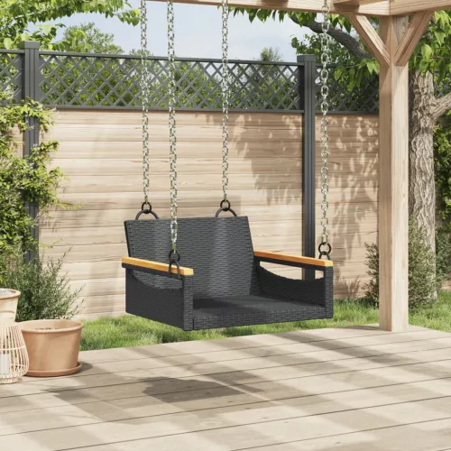  fekete polyrattan hintapad 63 x 62 x 40 cm