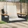  fekete polyrattan hintapad párnákkal 63 x 62 x 40 cm
