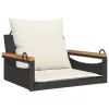  fekete polyrattan hintapad párnákkal 63 x 62 x 40 cm