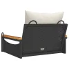  fekete polyrattan hintapad párnákkal 63 x 62 x 40 cm