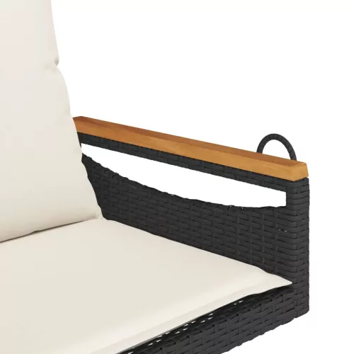  fekete polyrattan hintapad párnákkal 63 x 62 x 40 cm