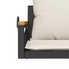 fekete polyrattan hintapad párnákkal 63 x 62 x 40 cm
