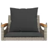  szürke polyrattan hintapad párnákkal 63 x 62 x 40 cm