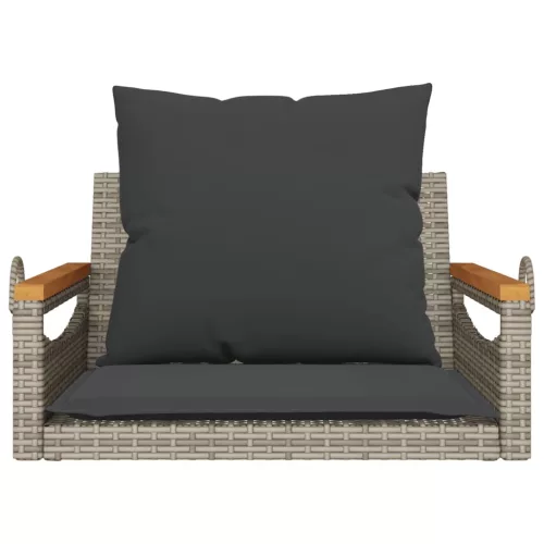  szürke polyrattan hintapad párnákkal 63 x 62 x 40 cm