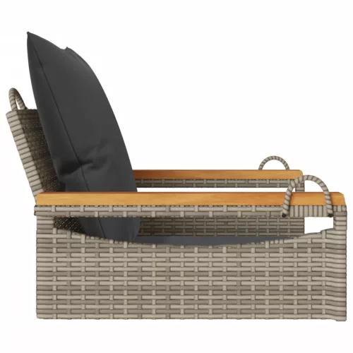  szürke polyrattan hintapad párnákkal 63 x 62 x 40 cm