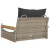  szürke polyrattan hintapad párnákkal 63 x 62 x 40 cm