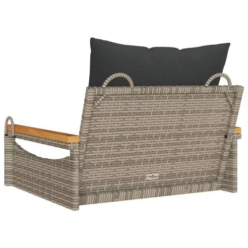  szürke polyrattan hintapad párnákkal 63 x 62 x 40 cm
